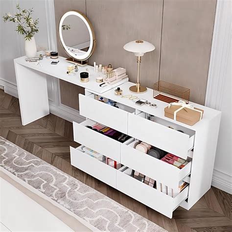 ROMSHINE 6 Drawer Dresser with Rotatable Tabletop, Modern India | Ubuy