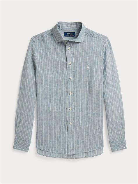 Buy Polo Ralph Lauren Blue Stripe Woven Linen Shirt from Next India