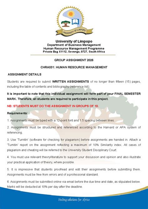 CHRA031: Group Assignment Guidelines for HR Management 2026 - Studocu