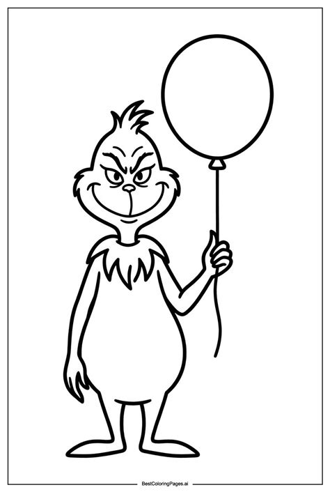 Grinch holding balloon Coloring Page - Free Printable ...