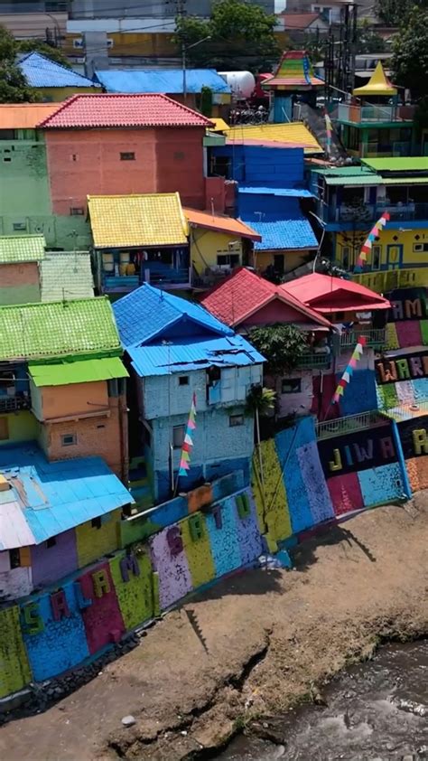 Drone views of Jodipan: Indonesia's rainbow village in Malang