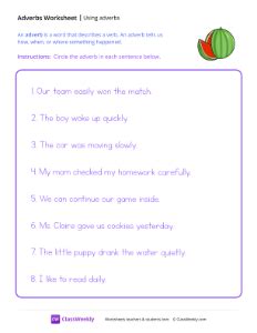 Using Adverbs Worksheets for Kindergarten | Free Printable PDFs ...