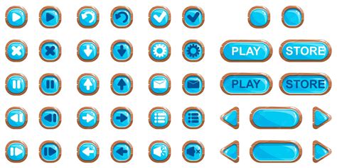 Cartoon vector set of buttons for game and application design | Premium ...