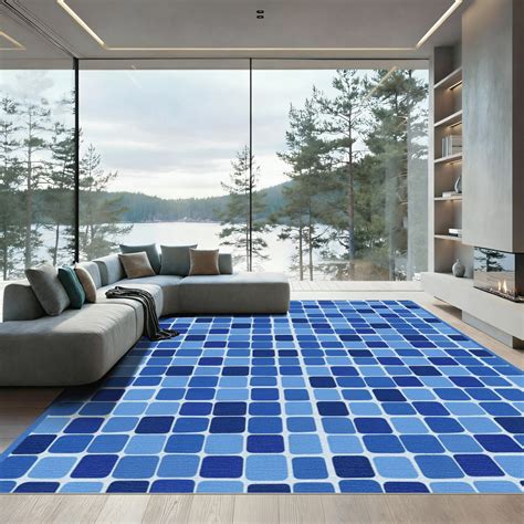 ODIKA 8x10 Machine Washable Non-Slip Area Rug, Mosaic Tile Cobalt ...