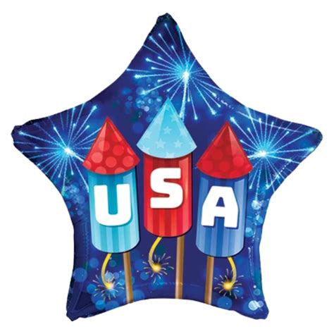18" NovaLoons USA Rockets Balloon Foil Balloon - 1 Count | Buy 5 Or More, Save 20%