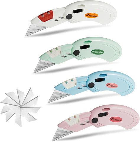 Box Cutters, Lightweight 4- Piece Folding Utility Knives Set, Razor ...