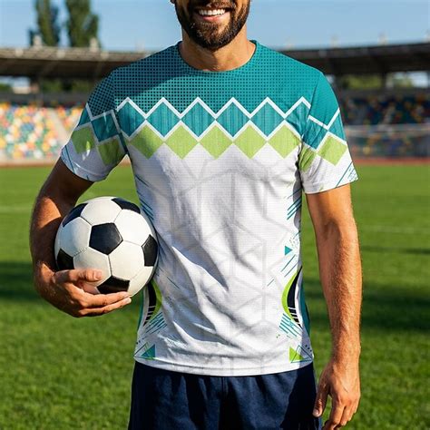 Men's Soccer Jersey T-Shirt Round Neck Short Sleeve Breathable Mesh ...