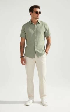 Cotton Linen Short Sleeve Shirt - Casual Button Down Collar NDF-00059