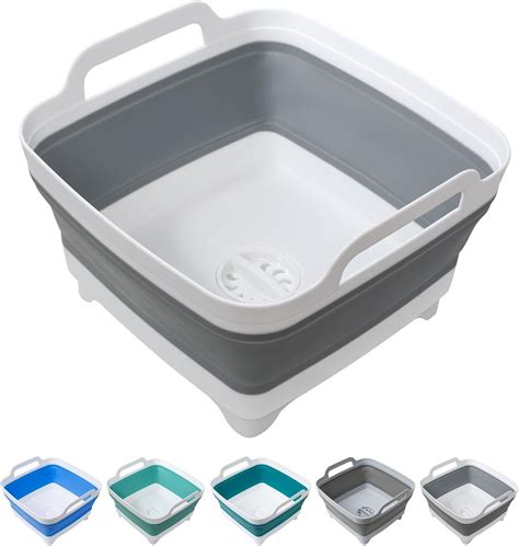 Dishpan for Washing Dishes, 2.4Gal/9L Wash Basin with Draining Plug ...