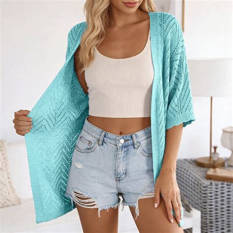 Conairie Womens Swimsuit Coverup Long Sleeve Loose Mesh Sheer Cardigan ...