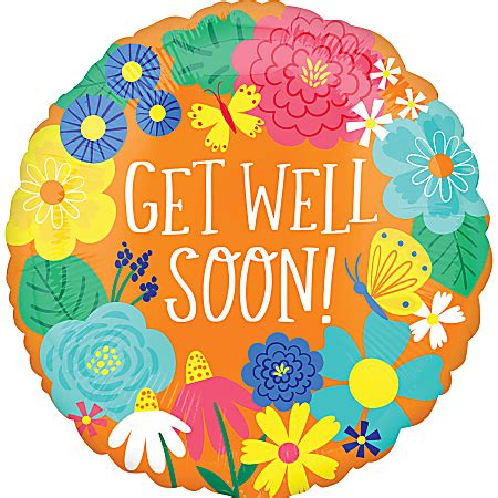 Amscan Get Well Foil Balloon Circle 18 Orange Floral - Office Depot
