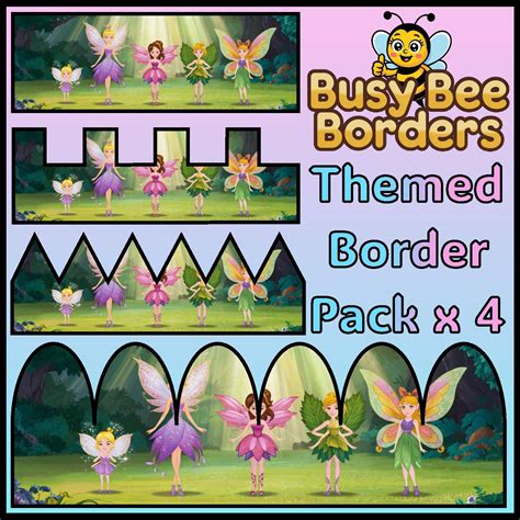 Cute Fairy Garden Girls | Bulletin Board Borders Pack | Printable