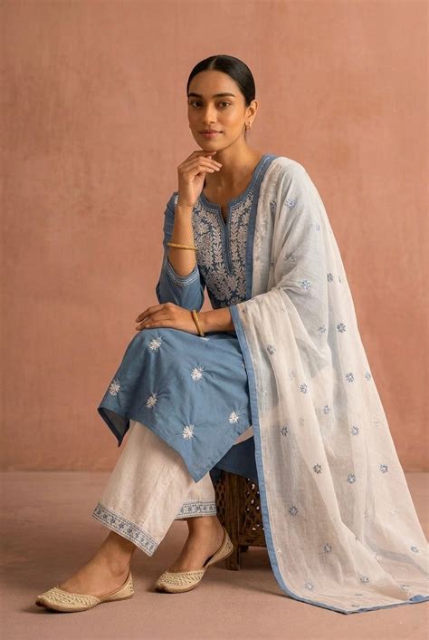 Aabha Blue Chikankari Suit Set | HER-703