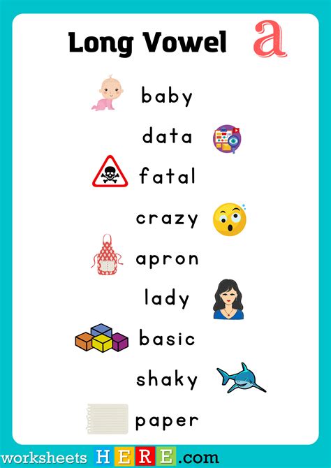 Long Vowel A Words List With Pictures, Long Vowel A PDF Worksheet For ... - One For All
