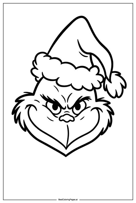 Grinch with Christmas hat Coloring Page - Free Printable ...