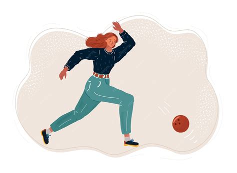 Vector illustration of woman with bowling ball | Premium Vector