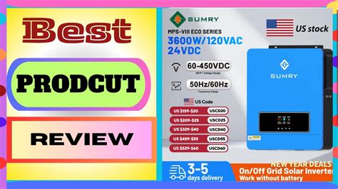 SUMRY 3.6kw Hybrid Solar Inverter 110/120v 24v Dual Output MPPT 120A 60 ...