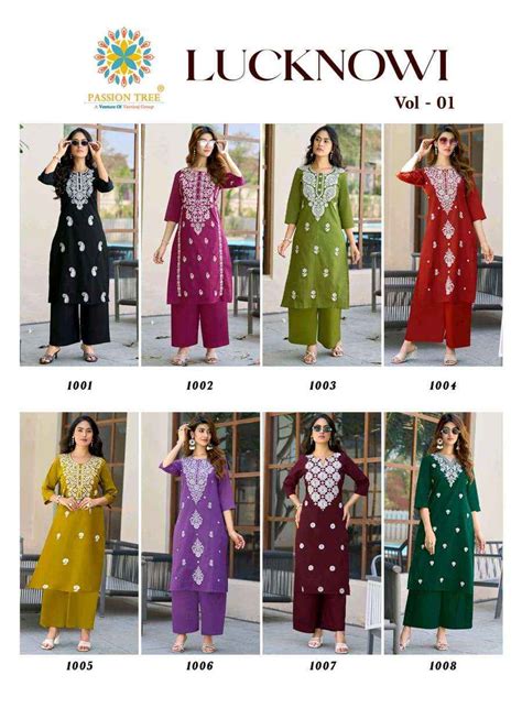 Passion Tree Lucknowi Vol 1 Fancy Kurti Palazzo Pair Catalog Designs