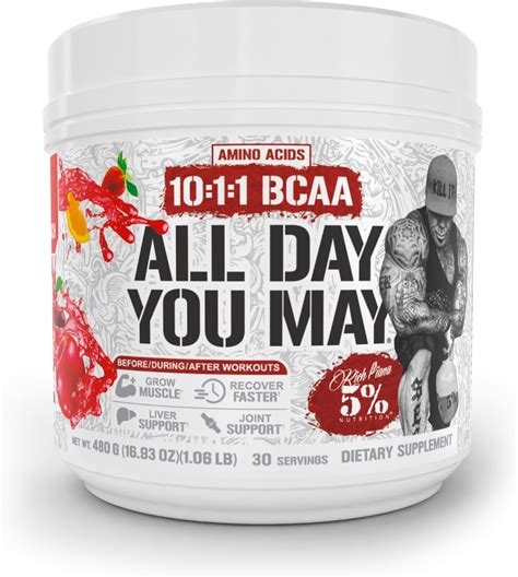 Amazon.com: 5% Nutrition Rich Piana AllDayYouMay BCAA Powder Premium ...
