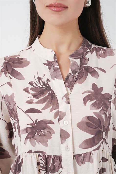 HiCCUP - Mocha Brown Bdart Floral Maxi Dress With Mandarin Collar And ...