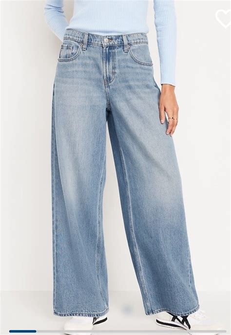 Old Navy Women's Mid-Rise Wide Leg Baggy Jeans, Medium Wash, 14 Tall