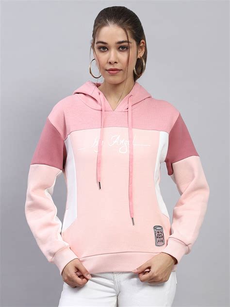 Buy Women Pink Solid Hooded Full Sleeve Sweatshirt Online in India ...