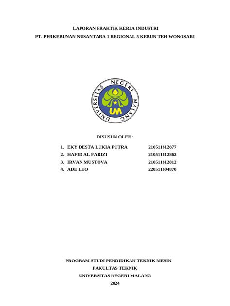 Laporan Praktik Kerja di PTPN 1 Wonosari | PDF | Teknologi & Rekayasa