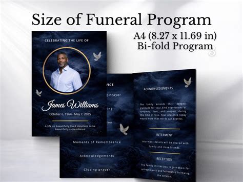 Digital Funeral Program Obituary Template Editable Funeral Announce ...