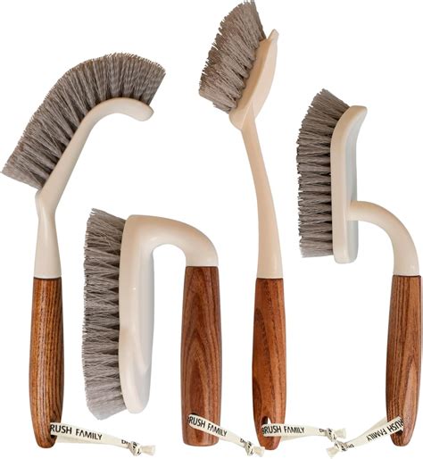 4-Pack Heavy Duty Scrub Brushes Set with Wooden Handles, Triangle ...