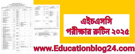 এইচএসসি পরীক্ষার রুটিন ২০২৫ মানবিক,বিজ্ঞান,ব্যবসা বিভাগ | এইচএসসি ...