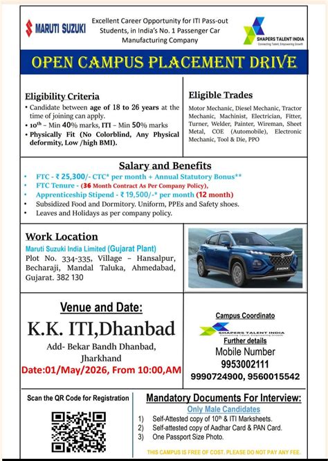 Maruti Suzuki Open Campus Placement Drive 2026 - K.K. ITI, Dhanbad ...