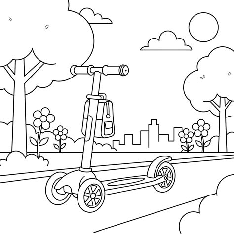 Scooter Coloring Page | Coloring Pages Mimi Panda