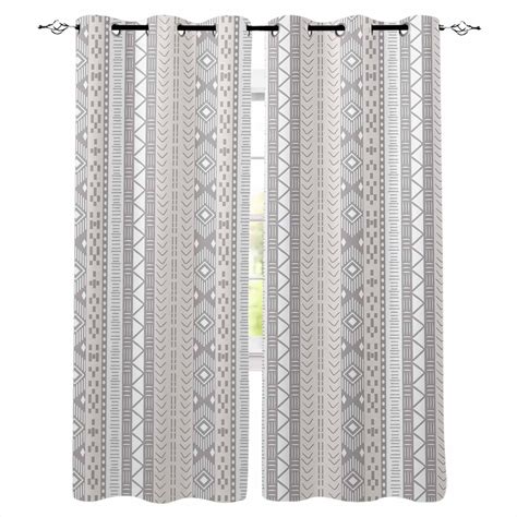 Blackout Curtains for Bedroom, Grey Beige Geometric Room Darkening ...