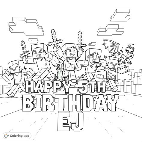 Minecraft Birthday Character Dash - Coloring.app