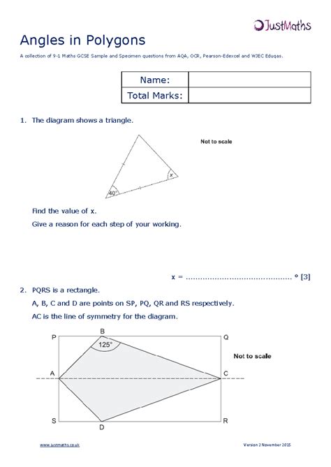 Geometry F: Angles in Polygons - GCSE Sample Questions v2 - Studocu