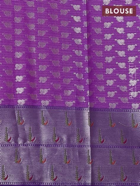 Cotton zari kota saree light pink and violet with allover silver & thr ...