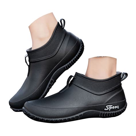 Mepaouo Mens Rain Boots Waterproof Ankle Deck Booties Anti Slip Mud ...