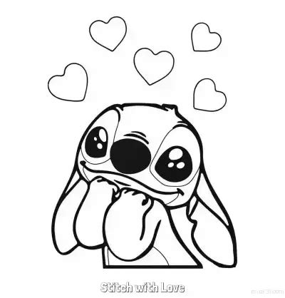 Stitch with Cheese Coloring Page - Free Printable Lilo & Stitch PDF ...