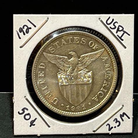 1921 US Philippines Fifty Centavos 50c Silver Coin - U.S. 1898-1946