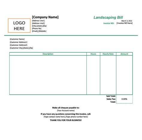 40 Printable Landscaping Invoice Templates (& Examples)