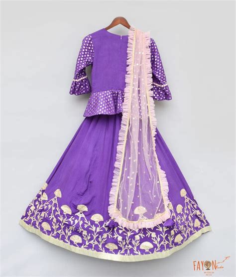 Shop Purple Embroidery Purple Gota Lehenga with Peplum Choli & Boti Net ...