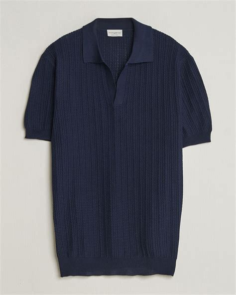 Morgano Structured Knitted Polo Navy at CareOfCarl.com