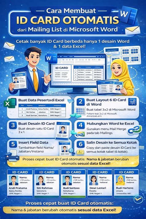 Langkah-langkah membuat ID Card dengan Mailing List (Mail Merge) di ...