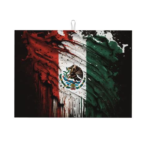 Mexican Flag Cool Vintage Large Kitchen Drying Mat 18x24 Inch Ultra ...