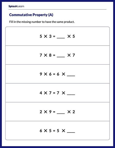Multiplication Commutative Property Worksheets - Adriansonfifth