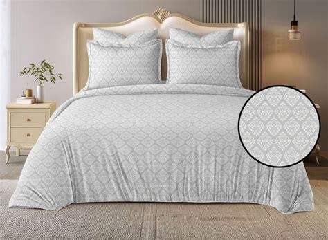 Soft Grey Damask 160TC 3Pcs King Size Bedsheet Set – Mad Over Bed Sheets