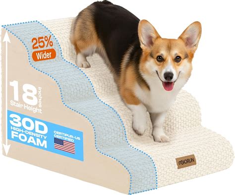 Extra Wide 4-Step Dog Stairs for Bed & Couch up to 20" H, More Stable ...