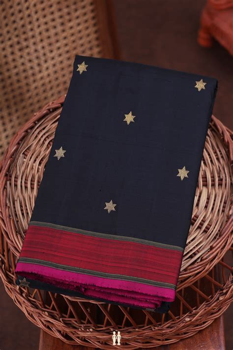 Kora Silk Cotton Saree In Mint Green With Zari Buttas