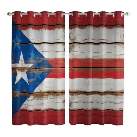 Curtains 84 Inches Long 2 Panels, USA Flag Grommets Window Treatment ...