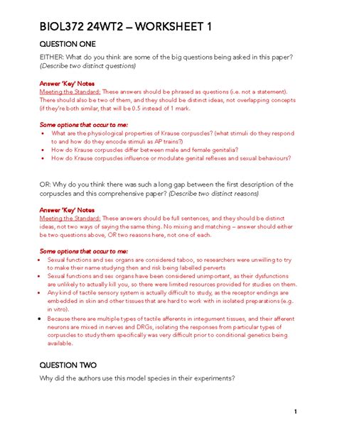 BIOL372 24WT2 Worksheet 1 Answer Key: Key Questions & Insights - Studocu